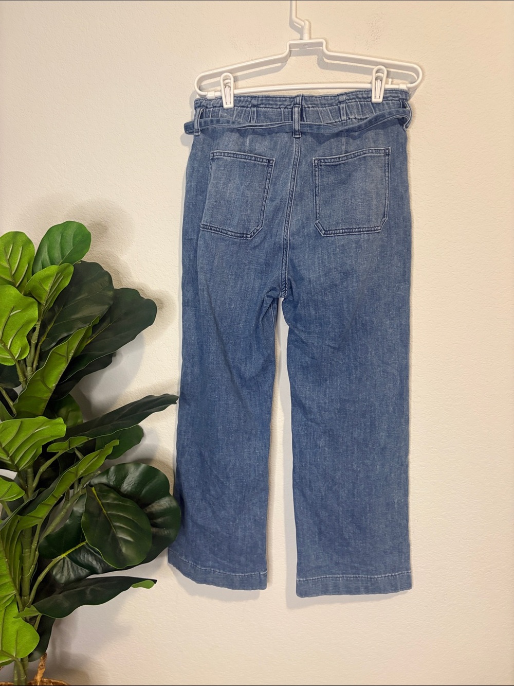 J.Crew Factory High Rise Wide Leg Paperbag Denim Crop Lake Blue Wash - Picture 5 of 5